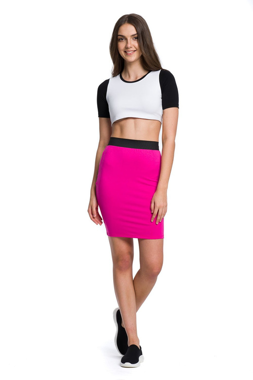 Monterad MIDI viskos kjol - fuchsia