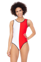 Body Costum de baie dintr-o piesă ALB - ROȘU