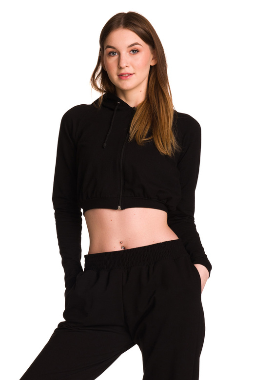 Sweat court enfant à grande capuche pour fille noir