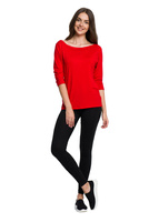 Blusa in viscosa con scollo ampio manica 3/4 - rosso