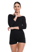 Black 3/4 Sleeve Bodysuit with Short Legging.