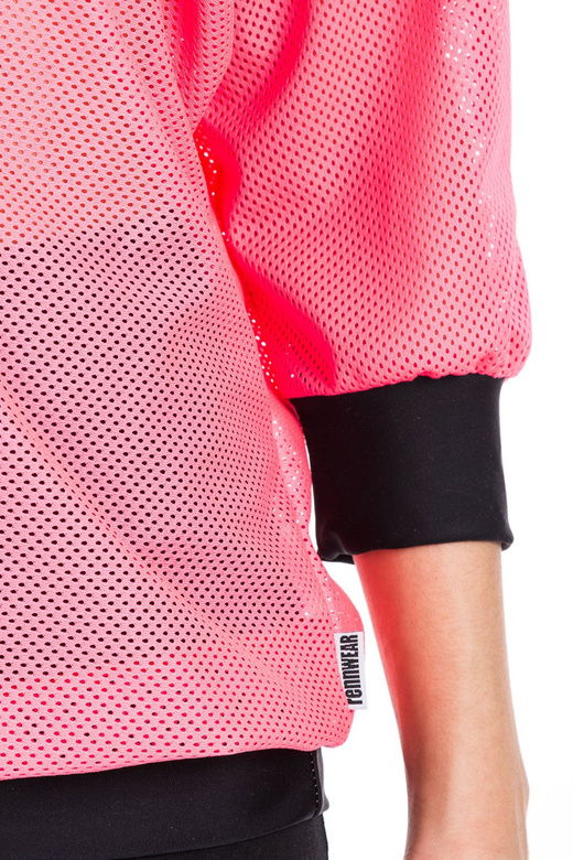 Blusa in rete corallo con maniche a 3/4