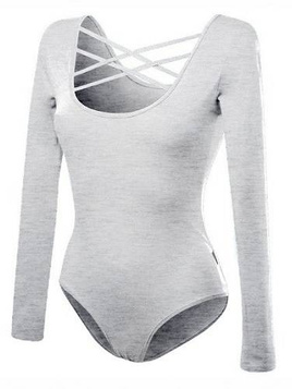 Women's long-sleeved, lace-up melange body - gray.