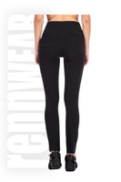 Leggings deportivos de mujer con cintura alta - negro