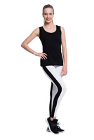 White leggings with black stripes - white black.