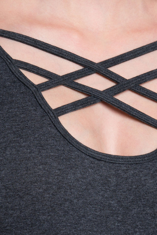 Body da donna con maniche lunghe allacciate grafite