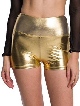 Shorts Shorts pour femmes pour une fille performance métallique scintillante courte d'or