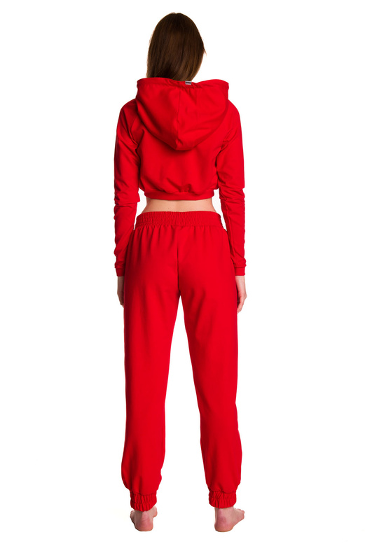 Sudadera corta con una gran capucha para niños para una niña roja