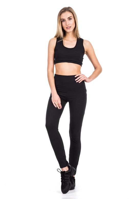 Sportleggings für Damen mit hohem Bund - schwarz