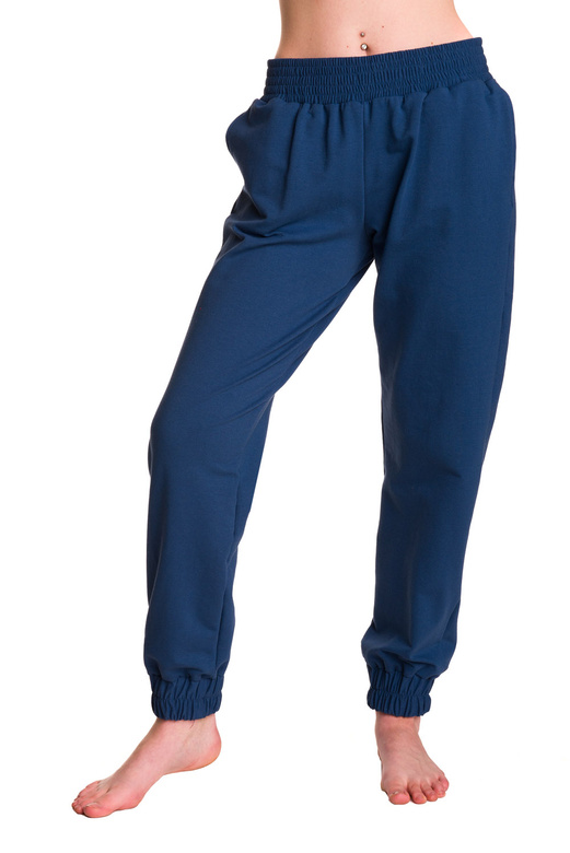 Loose-fit women's jogging pants with denim-like leg design.