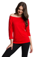 Blusa in viscosa con scollo ampio manica 3/4 - rosso
