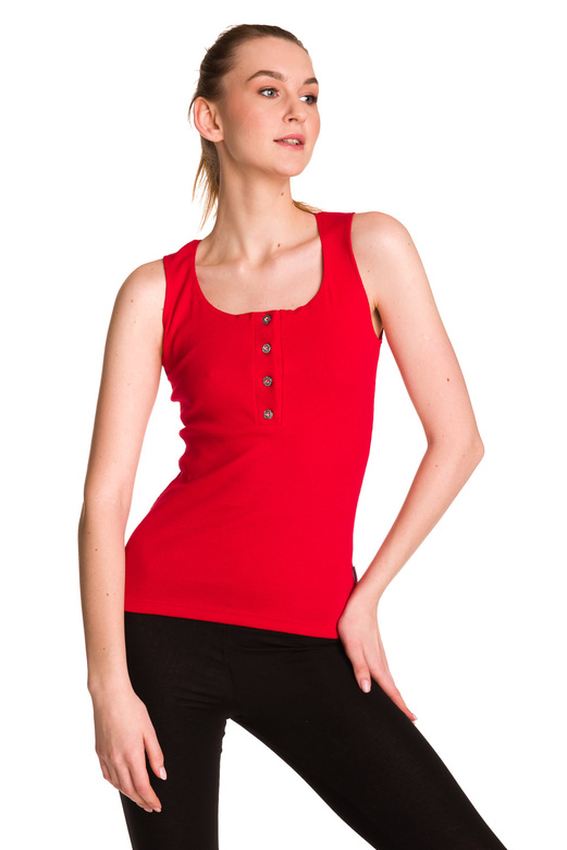 Blusa mujer sin mangas algodón rayas rojas