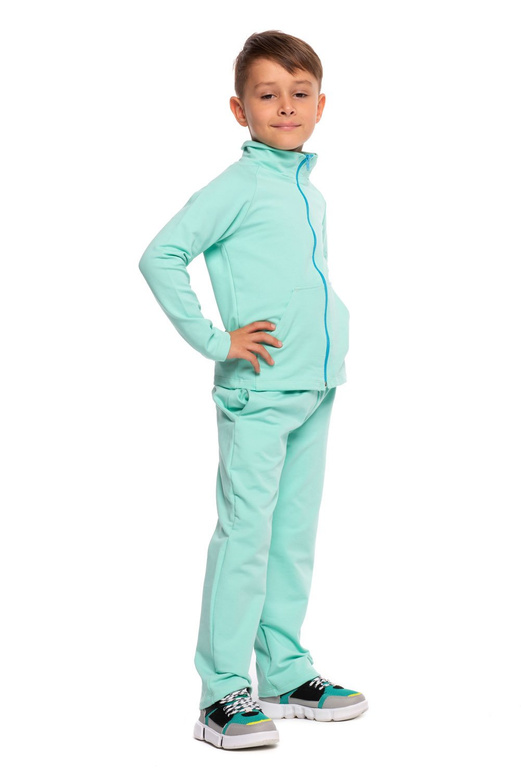 Sweat-shirt de sport avec col montant, fermeture éclair et poches, menthe