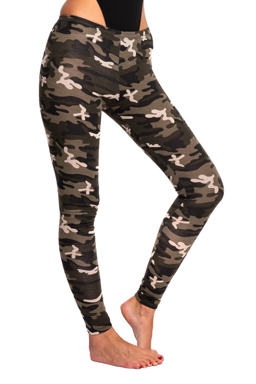 Leggings sportivi da donna per bambini con fantasia MORO verde scuro