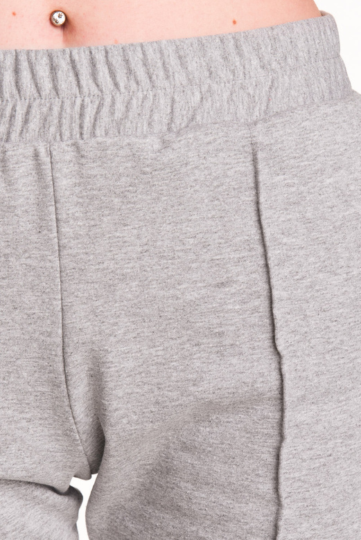 Women's Melange Grey Joggers with Ribbed Hem