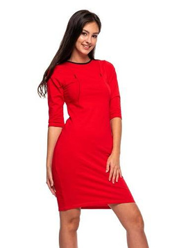 Women's Nursing Dress in Red Jersey Fabric