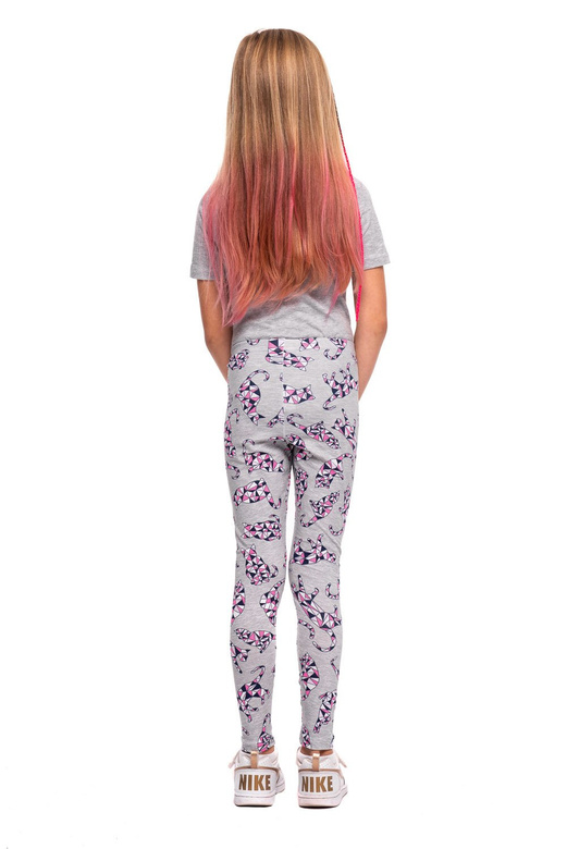 Gyermek sport leggings GEOMETRIC CATS szürke mintával