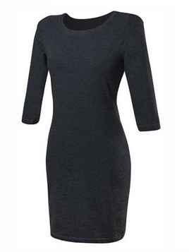 Black Cotton Pencil MIDI Dress