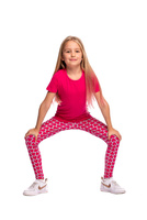 Sportleggings för kvinnor för barn med ett HJÄRTA-mönster fuchsiagrå
