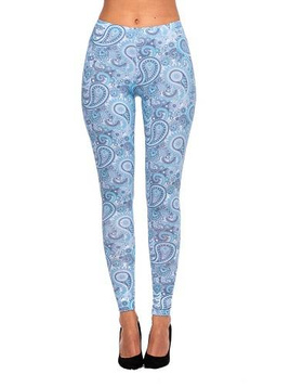 Sporty blue paisley pattern leggings for girls.