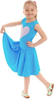 Fabuleuse robe évasée pour fille avec un motif COEUR turquoise