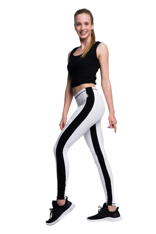 Legging blanc à rayures noires blanc noir