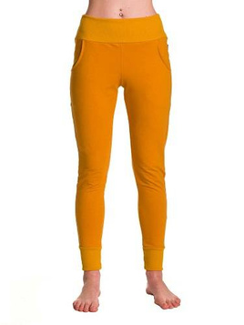 Pantaloni della tuta attillati color senape da donna