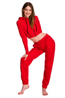 Sudadera corta con una gran capucha para niños para una niña roja