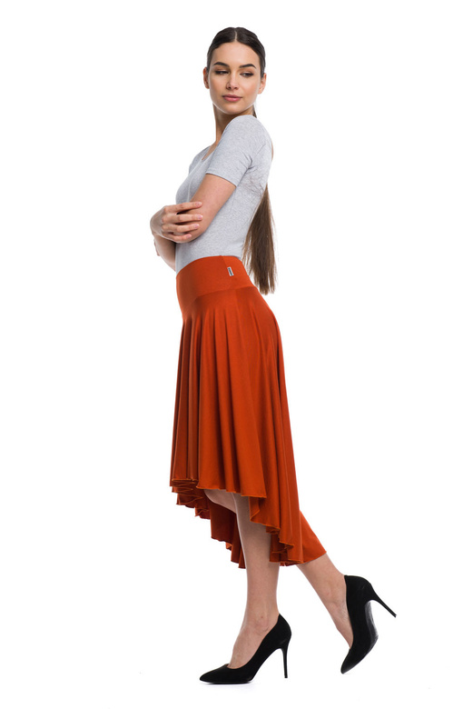 Asymmetric circle skirt - rust-colored