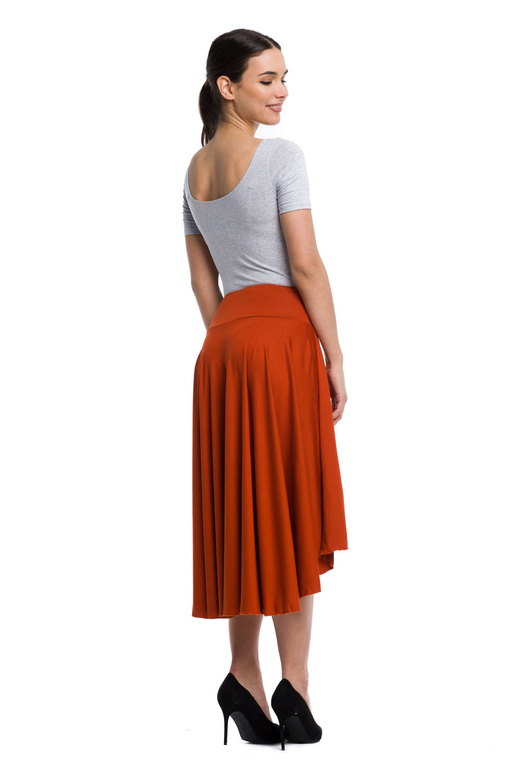 Asymmetric circle skirt - rust-colored