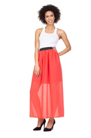 MAXI coral chiffon skirt