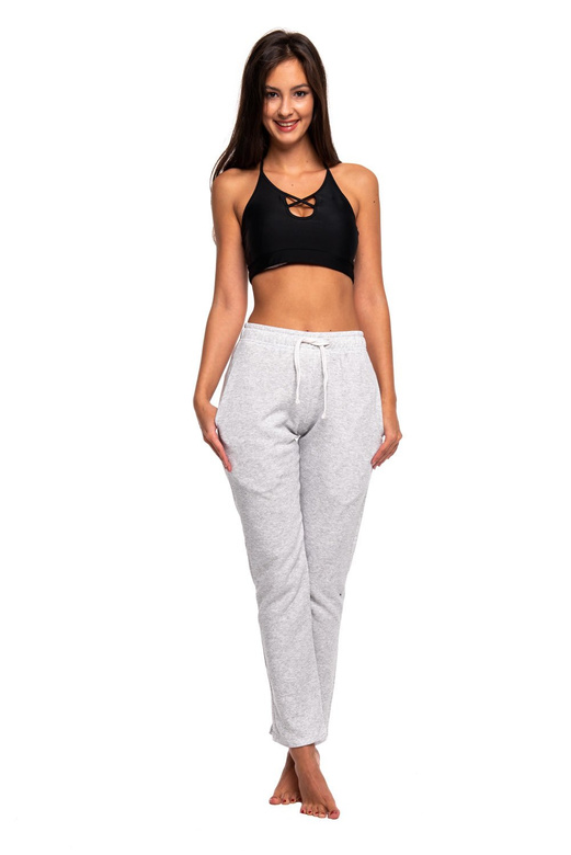 Jogging long droit gris chiné