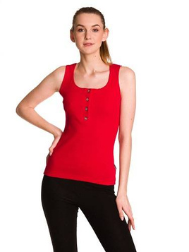 Chemisier femme sans manches en coton à rayures rouges