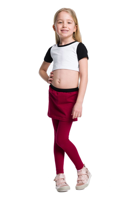 Långa leggings med vinröd kjol