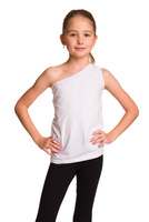 Blusa asimmetrica in cotone senza maniche con scollo diagonale su una spalla di colore bianco