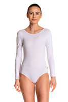 Body de antrenament gimnastică cu mâneci lungi B100D alb