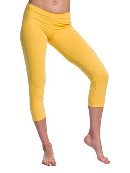 Legging sport 3/4 jambe pour femme et homme coton enfant jaune