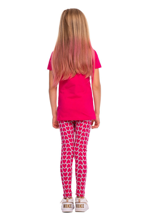 Női gyerek sport leggings, fukszia szürke SZÍV mintával