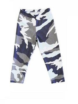 Vaikiški antblauzdžiai 3/4 camo pilkos spalvos akvamarino