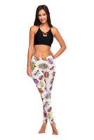 Női gyerek sport leggings WOW fehér, színes feliratokkal