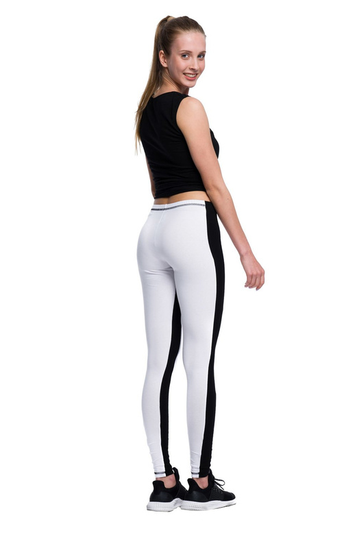 White leggings with black stripes - white black.