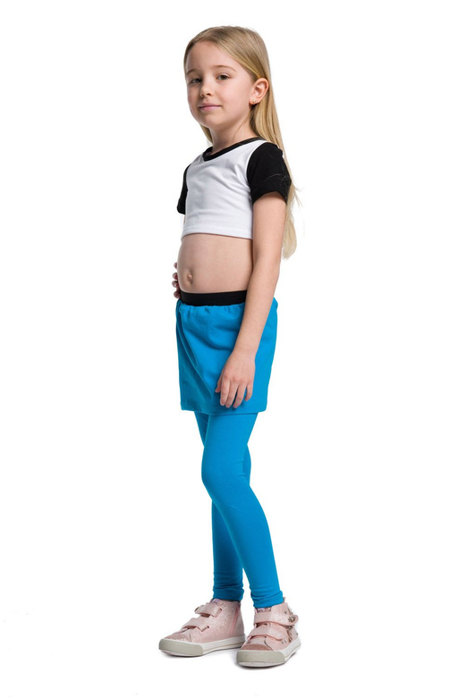 Långa leggings med turkos kjol