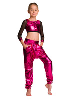 Metallic children's pants for a fusion performance.