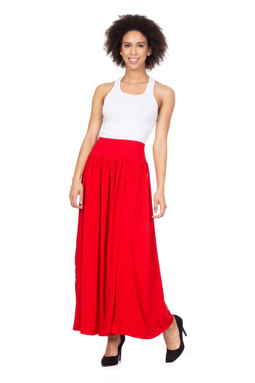 MAXI red viscose skirt.