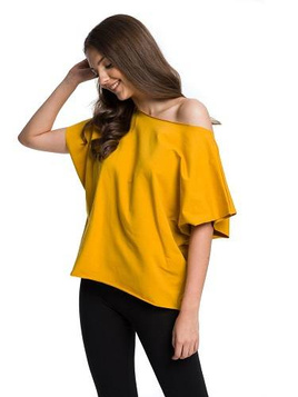 Oversized mustard T-shirt blouse.