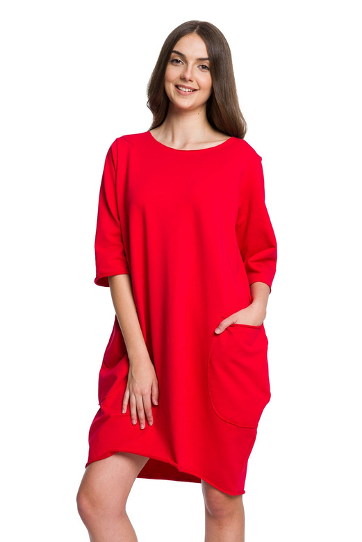 Women's Red Oversized Dress Tunic Blouse