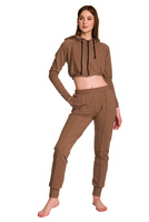 Pantalón de chándal de mujer con raya café