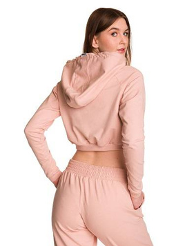 Sweat court enfant à grande capuche pour fille rose poudré