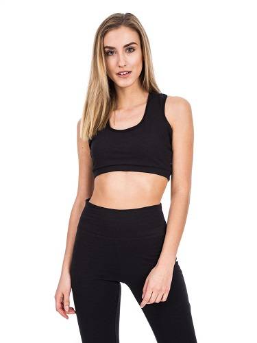 Top sportivo in cotone da donna - nero