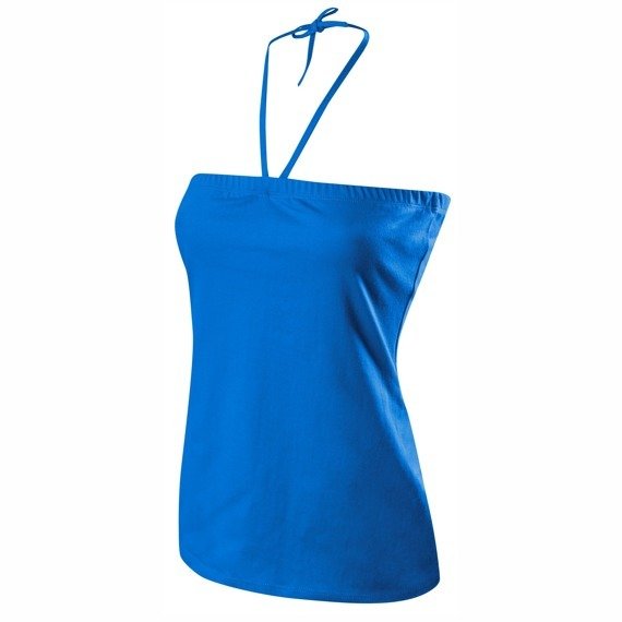 Blusa a corsetto annodata al collo - blu fiordaliso